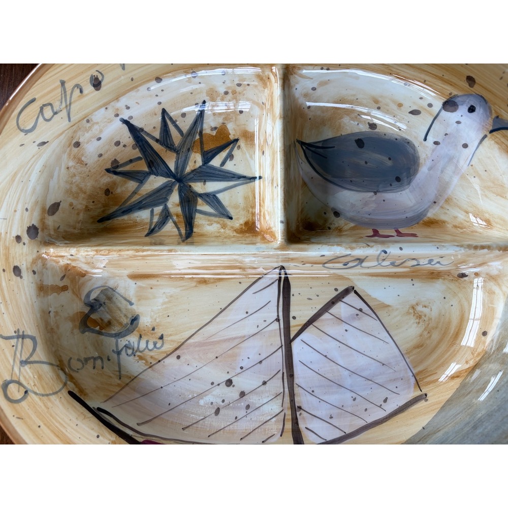Lillian Vernon Vintage Italian Ceramic Divided Platter Nautical Sailboat Seagull - Picture 5 of 9